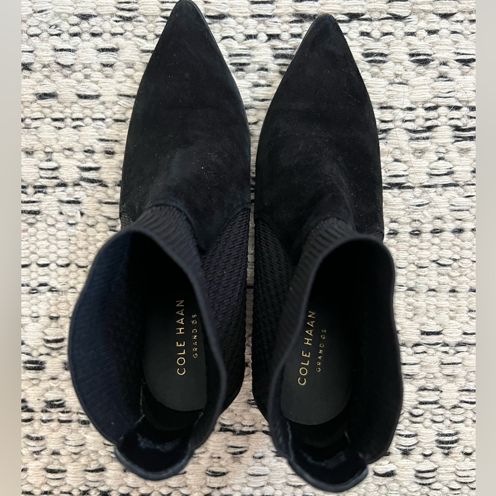 Cole Haan Maggie Suede Ankle Booties | Black | Size 7 - Picture 2 of 7